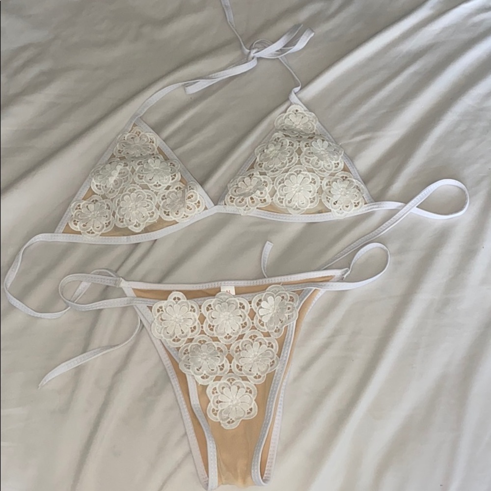 White floral bikini, never worn before